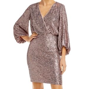 NWT Eliza J V Neck Sequin Blouson Dress sz 6